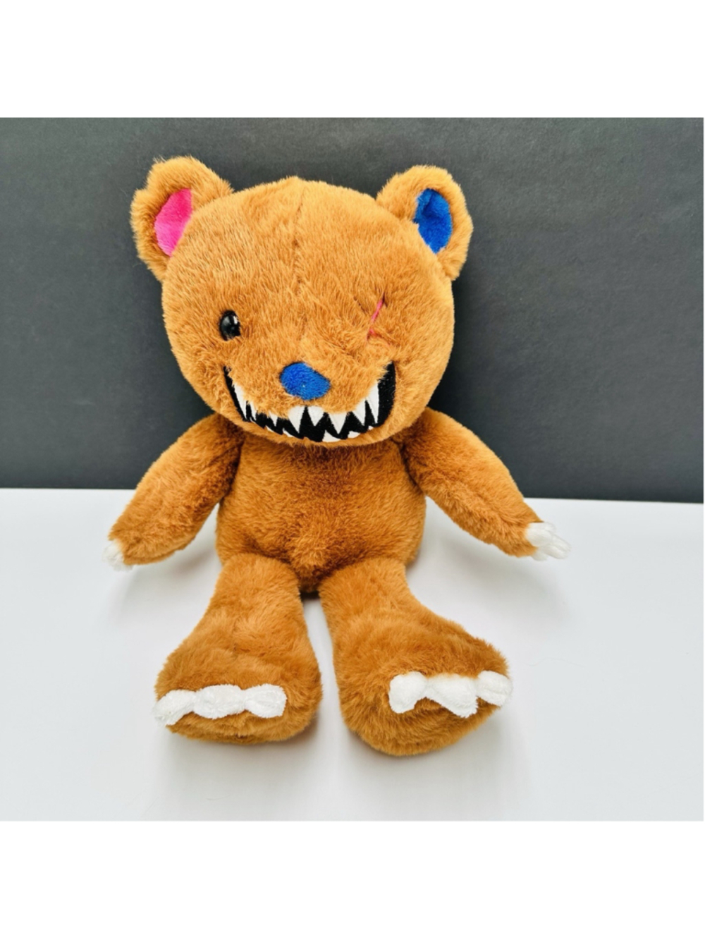 WAY TO CELEBRATE! Buddy Bear Plush Toy - Brown Sharp Teeth Scary Teddy 14”